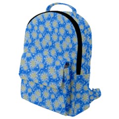 Hydrangea Blue Glitter Round Flap Pocket Backpack (small)