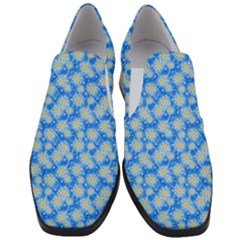 Hydrangea Blue Glitter Round Slip On Heel Loafers by Pakrebo