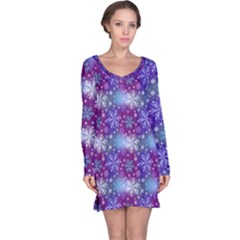 Snow White Blue Purple Tulip Long Sleeve Nightdress by Pakrebo