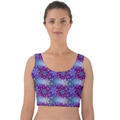 Snow White Blue Purple Tulip Velvet Crop Top