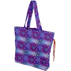 Snow White Blue Purple Tulip Drawstring Tote Bag