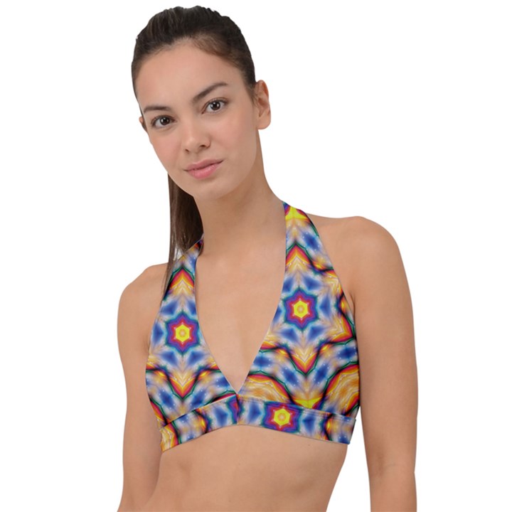 Pattern Abstract Background Art Halter Plunge Bikini Top