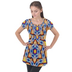 Pattern Abstract Background Art Puff Sleeve Tunic Top