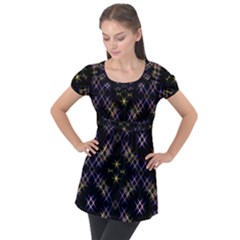 Seamless Background Abstract Vector Puff Sleeve Tunic Top