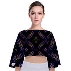 Seamless Background Abstract Vector Tie Back Butterfly Sleeve Chiffon Top