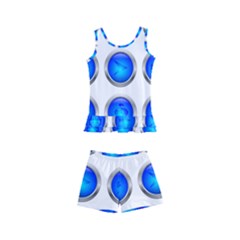 Vector Round Image Color Button Kids  Boyleg Swimsuit