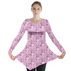 Texture Flower Background Pink Long Sleeve Tunic  by Pakrebo