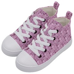 Texture Flower Background Pink Kids  Mid-top Canvas Sneakers