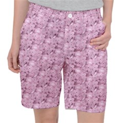 Texture Flower Background Pink Pocket Shorts