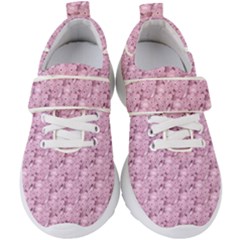 Texture Flower Background Pink Kids  Velcro Strap Shoes