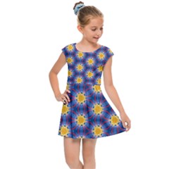 Graphic Pattern Seamless Kids  Cap Sleeve Dress