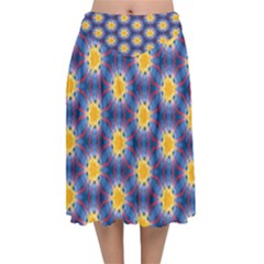 Graphic Pattern Seamless Velvet Flared Midi Skirt