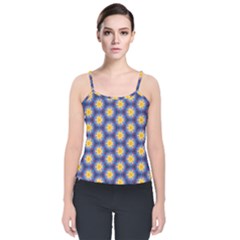 Graphic Pattern Seamless Velvet Spaghetti Strap Top