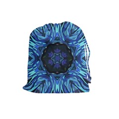 Background Blue Flower Drawstring Pouch (large) by Pakrebo