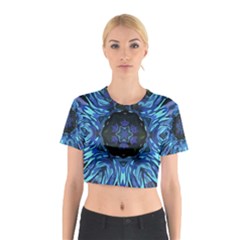 Background Blue Flower Cotton Crop Top by Pakrebo