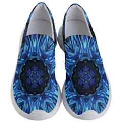 Background Blue Flower Women s Lightweight Slip Ons