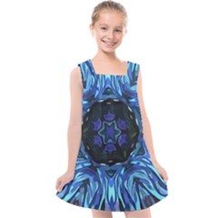 Background Blue Flower Kids  Cross Back Dress