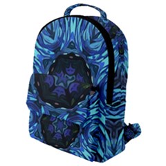 Background Blue Flower Flap Pocket Backpack (small)