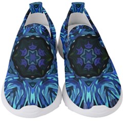 Background Blue Flower Kids  Slip On Sneakers