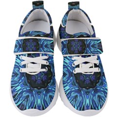 Background Blue Flower Kids  Velcro Strap Shoes