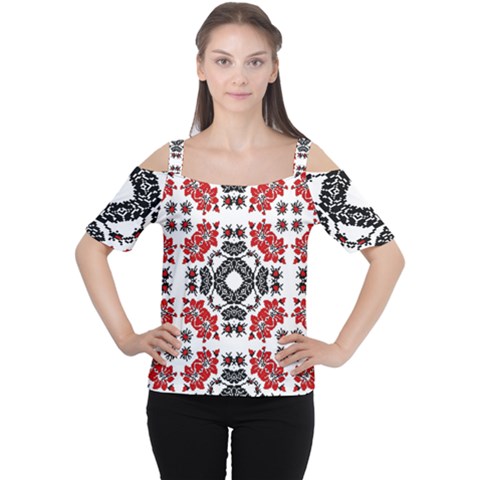 Ornament Seamless Pattern Element Cutout Shoulder Tee by Pakrebo