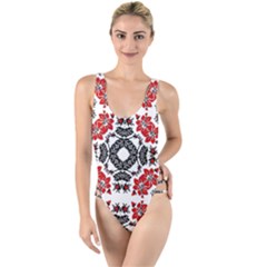 Ornament Seamless Pattern Element High Leg Strappy Swimsuit