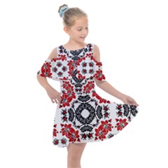 Ornament Seamless Pattern Element Kids  Shoulder Cutout Chiffon Dress by Pakrebo