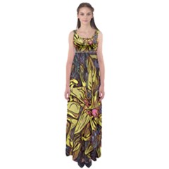 Lilies Abstract Flowers Nature Empire Waist Maxi Dress by Pakrebo