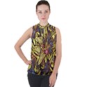 Lilies Abstract Flowers Nature Mock Neck Chiffon Sleeveless Top View1