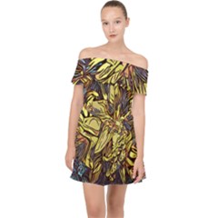 Lilies Abstract Flowers Nature Off Shoulder Chiffon Dress