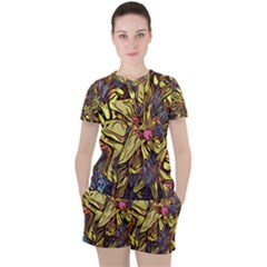 Lilies Abstract Flowers Nature Women s Tee And Shorts Set