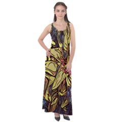 Lilies Abstract Flowers Nature Sleeveless Velour Maxi Dress