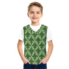 White Flowers Green Damask Kids  Sportswear by Pakrebo