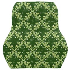 White Flowers Green Damask Car Seat Back Cushion 