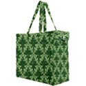 White Flowers Green Damask Canvas Travel Bag View2