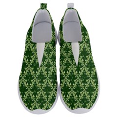 White Flowers Green Damask No Lace Lightweight Shoes