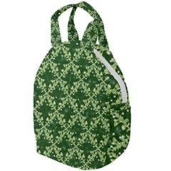 White Flowers Green Damask Travel Backpacks