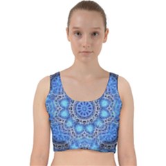 Fractal Mandala Abstract Velvet Racer Back Crop Top by Pakrebo