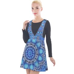 Fractal Mandala Abstract Plunge Pinafore Velour Dress