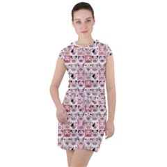 Graphic Seamless Pattern Pig Drawstring Hooded Dress