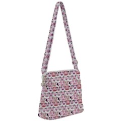 Graphic Seamless Pattern Pig Zipper Messenger Bag