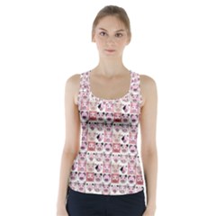 Graphic Seamless Pattern Pig Racer Back Sports Top by Pakrebo