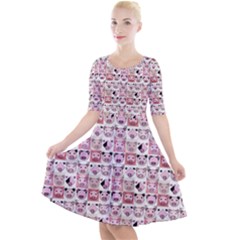 Graphic Seamless Pattern Pig Quarter Sleeve A-line Dress