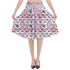 Graphic Seamless Pattern Pig Flared Midi Skirt by Pakrebo