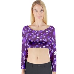 Textile Cross Pattern Square Long Sleeve Crop Top by Pakrebo