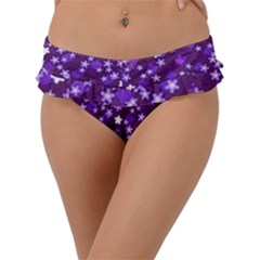 Textile Cross Pattern Square Frill Bikini Bottom