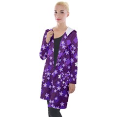 Textile Cross Pattern Square Hooded Pocket Cardigan