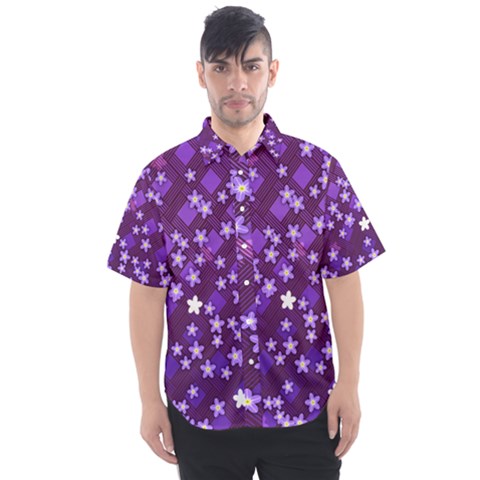 Textile Cross Pattern Square Men s Short Sleeve Shirt by Pakrebo