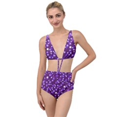 Textile Cross Pattern Square Tied Up Two Piece Swimsuit