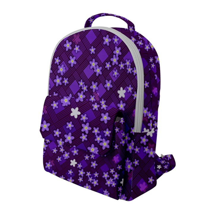 Textile Cross Pattern Square Flap Pocket Backpack (Large)